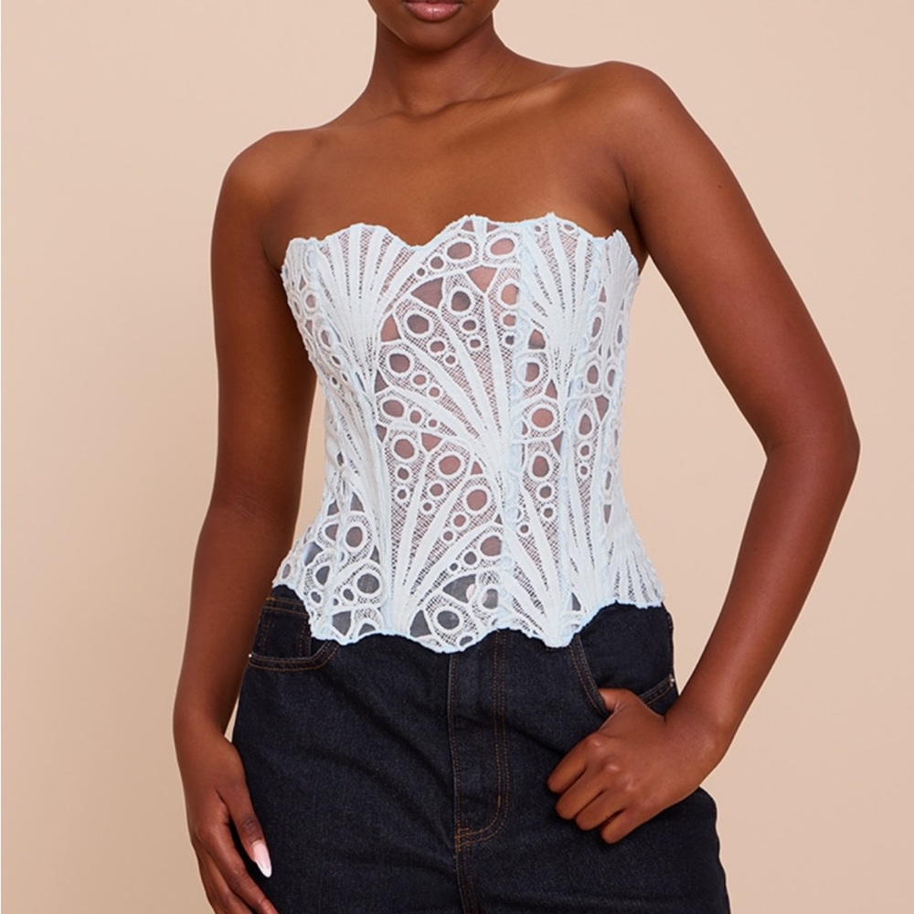 PrettyLittleThing Mint Floral Lace Corset